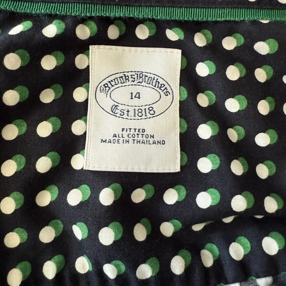 Brooks Brothers Fitted Blue Green Polka Dot V Neck Button Up Blouse - Picture 9 of 10